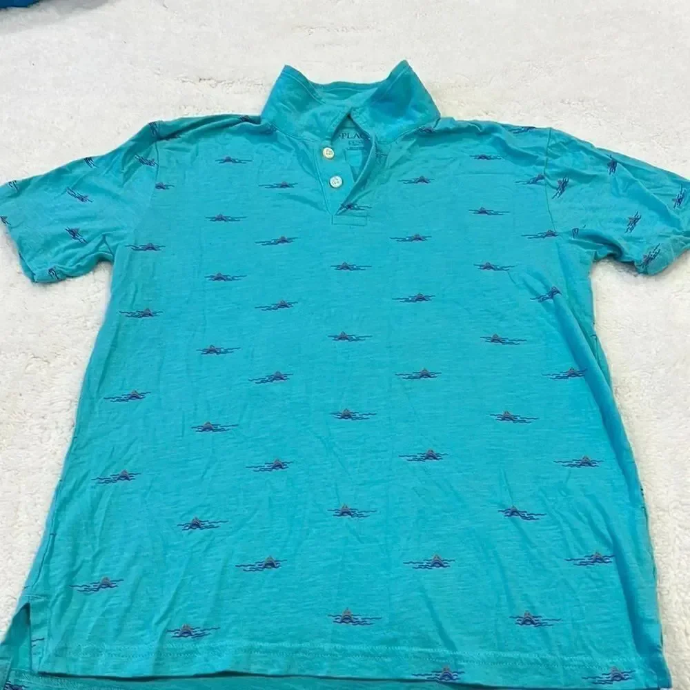 Children’s place polo shirt with sharks size 10–12